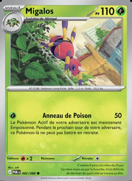 Migalos, carte Pokémon POR 002 — extension Équilibre Parfait