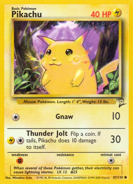 Pikachu, carte Pokémon B2 87 — extension Base Set 2