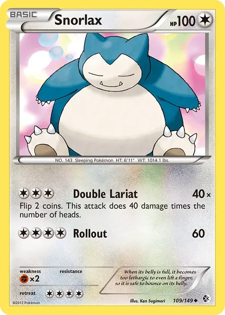 Snorlax, Pokémon card BCR 109 — Boundaries Crossed set