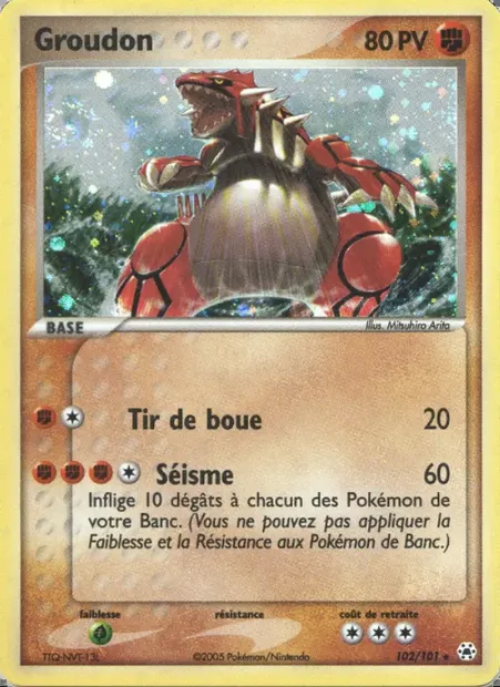 Groudon, carte Pokémon HL 102 — extension EX Légendes Oubliées