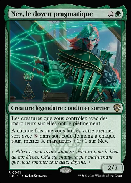 Nev, le doyen pragmatique, carte Magic SOC 41 — extension Secrets of Strixhaven Commander