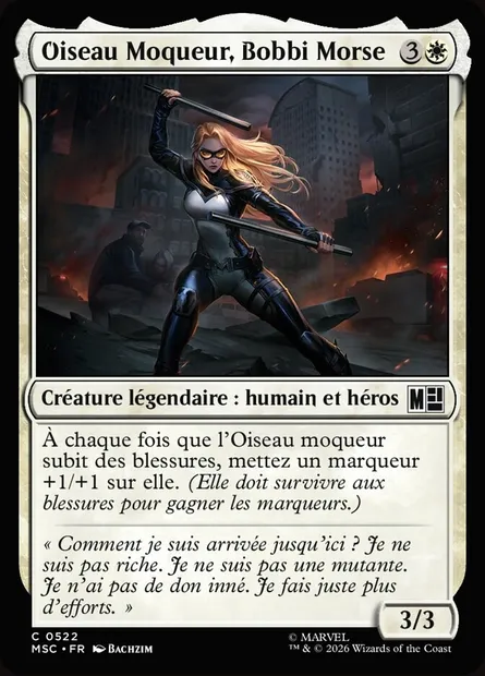 Oiseau Moqueur, Bobbi Morse, carte Magic MSC 522 — extension Marvel Super Heroes Commander