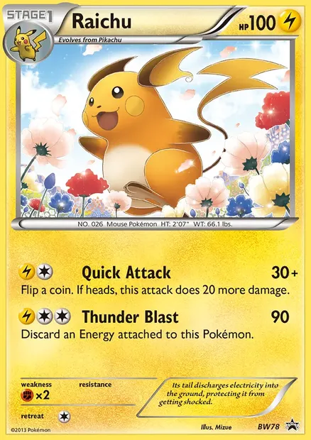 Raichu, Pokémon card BW 78 — BW Black Star Promos set