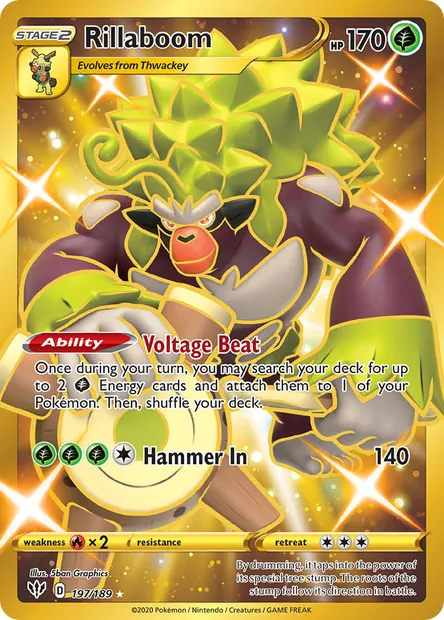 Rillaboom, Pokémon card DAA 197 — Darkness Ablaze set