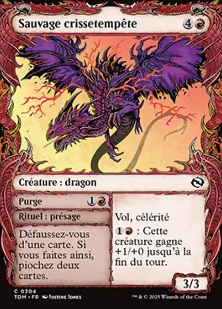 Stormshriek Feral // Vol, célérité, carte Magic TDM 304 — extension Tarkir: Dragonstorm