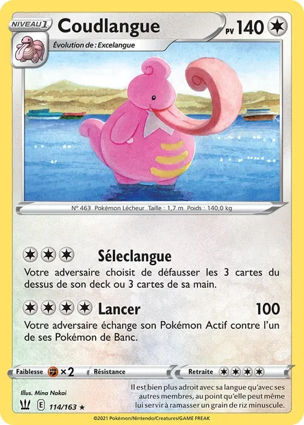 Coudlangue, carte Pokémon BST 114 — extension Styles de combat