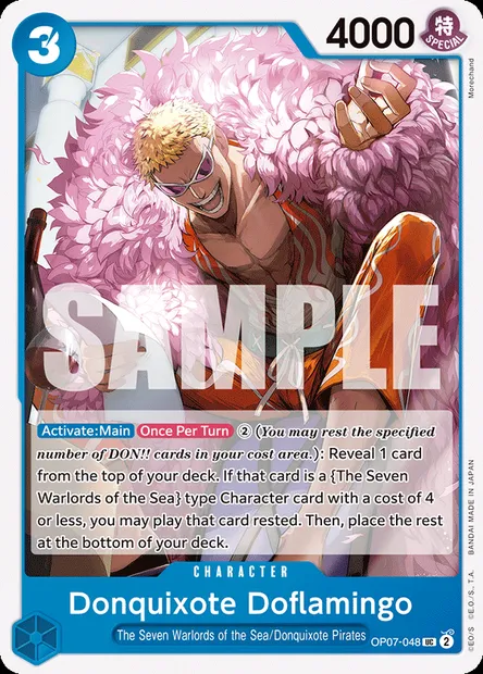 Donquixote Doflamingo, One Piece card OP07-048 — 500 YEARS IN THE FUTURE set