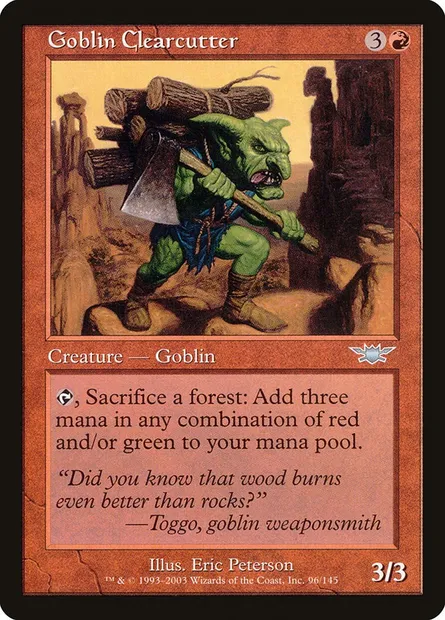 Goblin Clearcutter, Magic card LGN 96 — Legions set