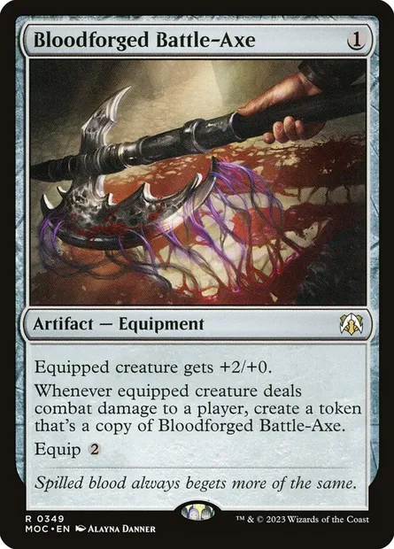 Bloodforged Battle-Axe, Magic card MOC 349 — March of the Machine Commander set