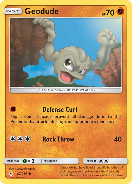 Geodude, Pokémon card UNB 87 — Unbroken Bonds set
