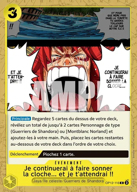 Je continuerai à faire sonner la cloche... et je t'attendrai !!, carte One Piece OP12-116 — extension L'HÉRITAGE DU MAÎTRE