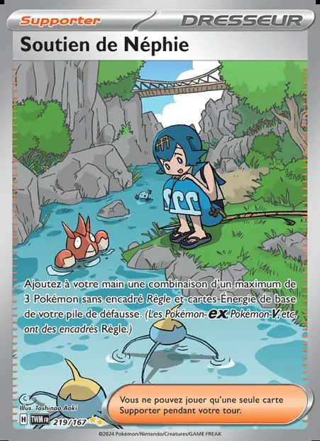 Soutien de Néphie, carte Pokémon TWM 219 — extension Mascarade Crépusculaire