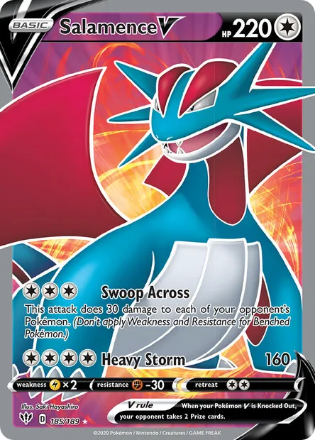 Salamence V, Pokémon card DAA 185 — Darkness Ablaze set