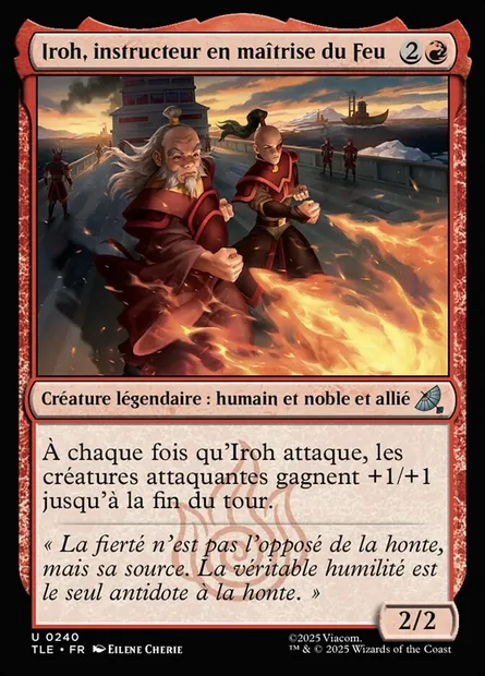 Iroh, instructeur en maîtrise du Feu, carte Magic TLE 240 — extension Avatar: The Last Airbender Eternal