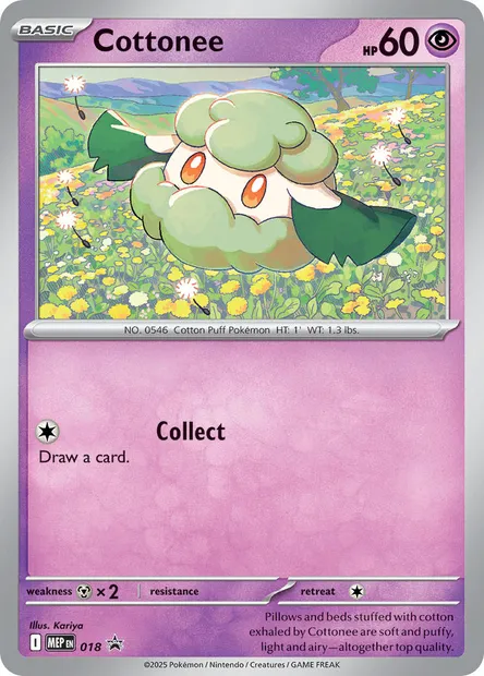Cottonee, Pokémon card MEP 018 — MEP Black Star Promos set