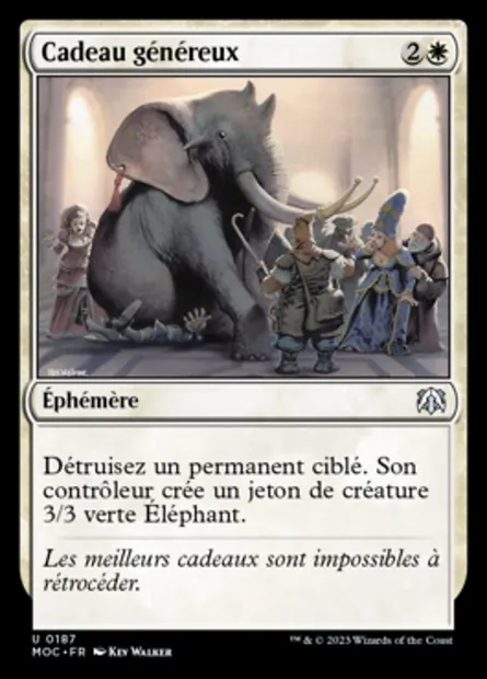 Cadeau généreux, carte Magic MOC 187 — extension March of the Machine Commander