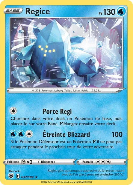 Regice, carte Pokémon ASR 037 — extension Astres Radieux