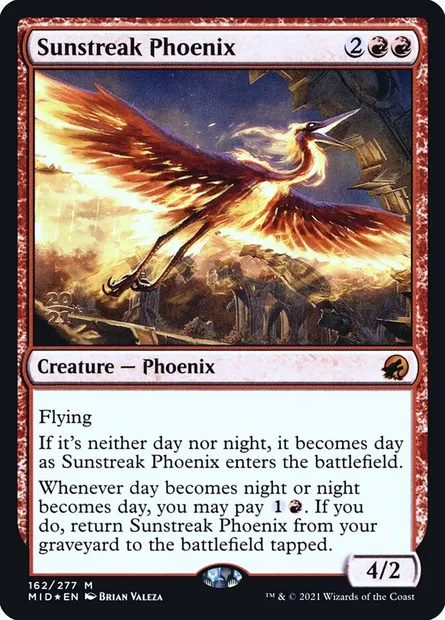 Sunstreak Phoenix, Magic card PMID 162s — Innistrad: Midnight Hunt Promos set