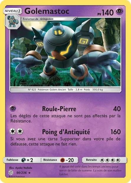 Golemastoc, carte Pokémon CEC 90 — extension Éclipse Cosmique