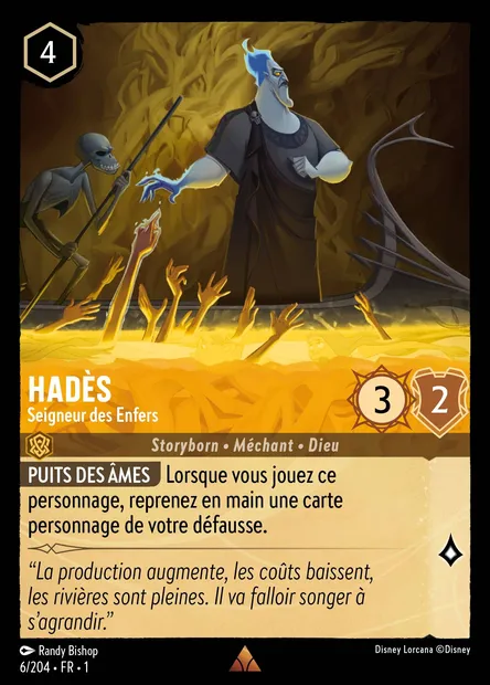 Hadès - Seigneur des Enfers, carte Disney Lorcana CH1-006 — extension Premier Chapitre
