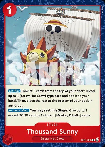 Thousand Sunny, One Piece card ST31-005 — RED Monkey.D.Luffy set