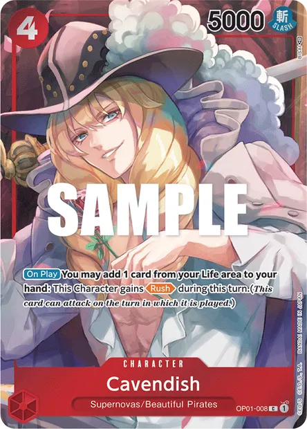 Cavendish, carte One Piece OP01-008 — extension ROMANCE DAWN