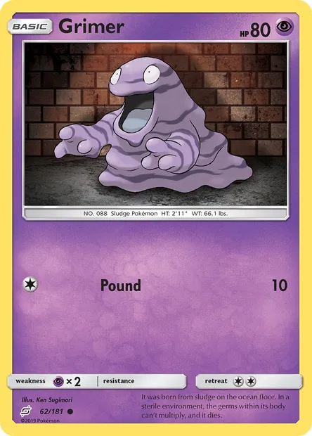 Grimer, Pokémon card TEU 62 — Team Up set