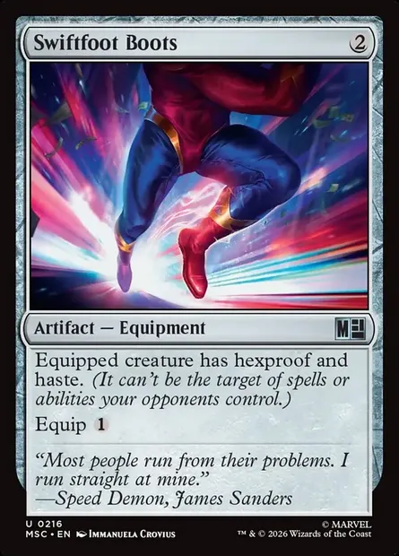 Swiftfoot Boots, Magic card MSC 216 — Marvel Super Heroes Commander set