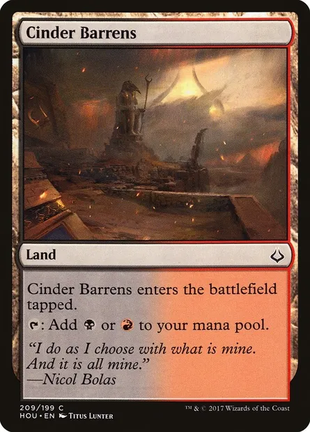 Cinder Barrens, Magic card HOU 209 — Hour of Devastation set