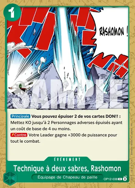 Technique à deux sabres, Rashomon, carte One Piece OP12-038 — extension L'HÉRITAGE DU MAÎTRE
