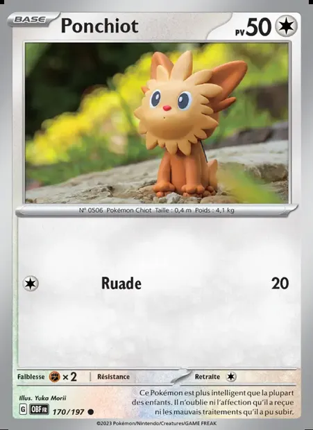 Ponchiot, carte Pokémon OBF 170 — extension Flammes Obsidiennes