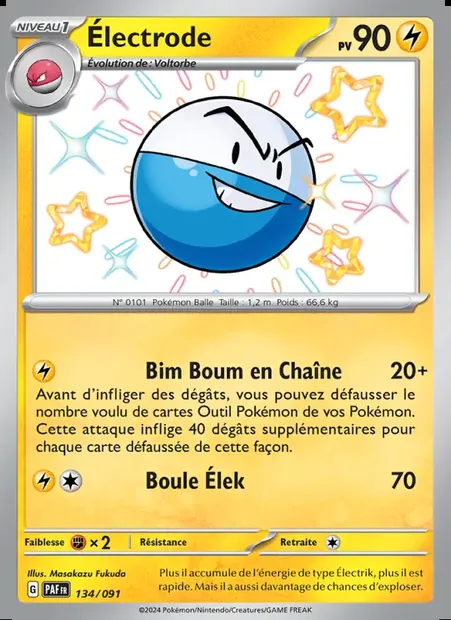 Électrode, carte Pokémon PAF 134 — extension Destinées de Paldea