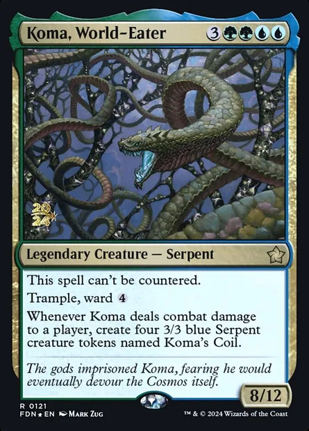Koma, World-Eater, Magic card PFDN 121s — Foundations Promos set