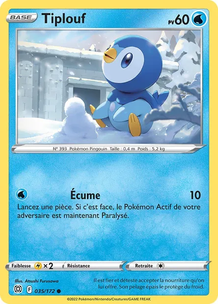 Tiplouf, carte Pokémon BRS 035 — extension Stars Étincelantes