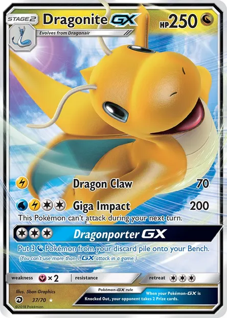 Dragonite GX, Pokémon card DRM 37 — Dragon Majesty set