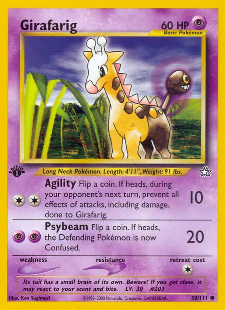 Girafarig, Pokémon card NG 58 — Neo Genesis set