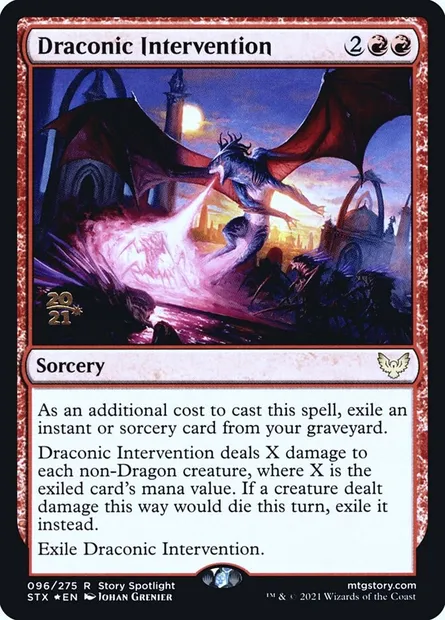 Draconic Intervention, Magic card PSTX 96s — Strixhaven: School of Mages Promos set