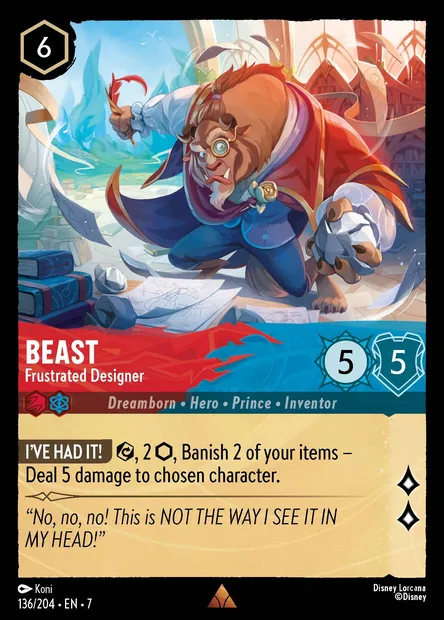Beast - Frustrated Designer, Disney Lorcana card CH7-136 — Archazia's Island set