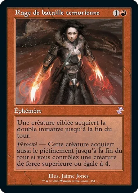Rage de bataille temurienne, carte Magic TSR 351 — extension Spirale Temporelle Remastered