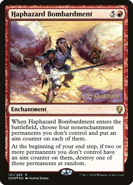 Haphazard Bombardment, Magic card PDOM 131s — Dominaria Promos set