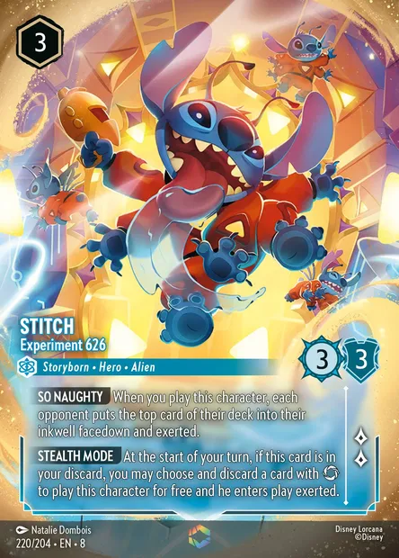 Stitch - Experiment 626, Disney Lorcana card CH8-220 — The Reign of Jafar set