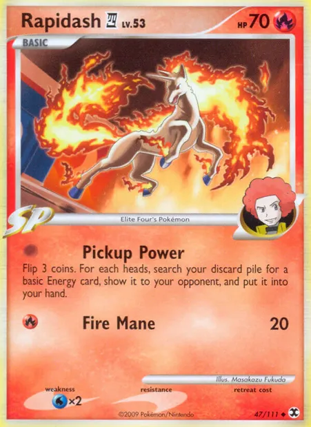 Rapidash E4, Pokémon card RR 47 — Rising Rivals set
