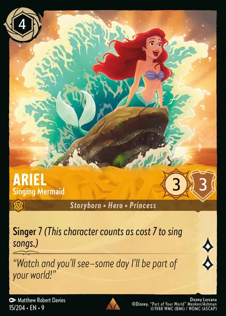 Ariel - Singing Mermaid, Disney Lorcana card CH9-015 — Fabled set