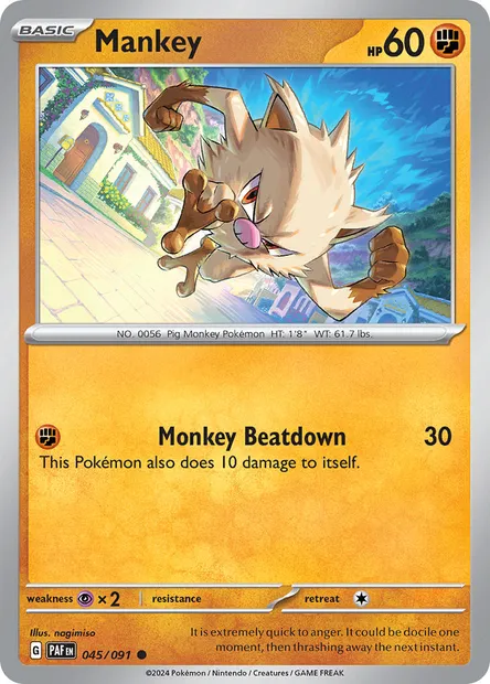 Mankey, Pokémon card PAF 045 — Paldean Fates set