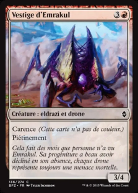 Vestige d'Emrakul, carte Magic BFZ 136 — extension La bataille de Zendikar