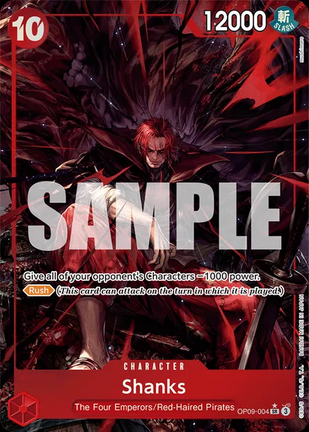 Shanks, One Piece card OP09-004 — EMPERORS IN THE NEW WORLD set