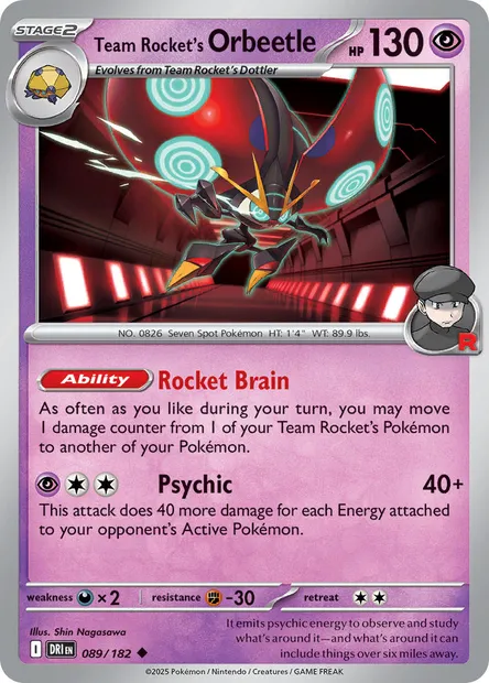 Team Rocket's Orbeetle, Pokémon card DRI 089 — Destined Rivals set