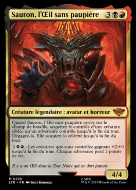 Sauron, l'Œil sans paupière, carte Magic LTR 288 — extension Le Seigneur des Anneaux : chroniques de la Terre du Milieu