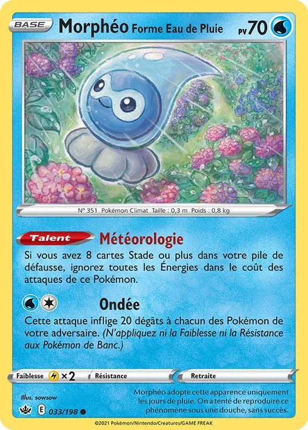 Morphéo Forme Eau de Pluie, carte Pokémon CRE 33 — extension Règne de Glace