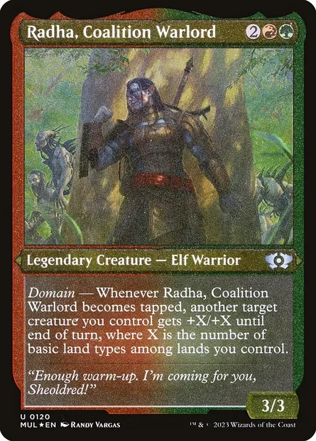 Radha, Coalition Warlord, Magic card MUL 120 — Multiverse Legends set